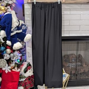 Dance & Marvel Black Ribbed Wide-Leg Pants Slit Size S